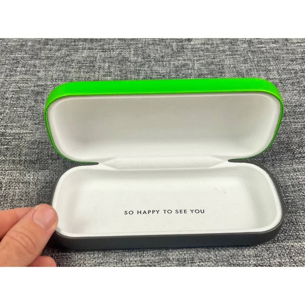 Kate Spade New York Hard Shell Glasses Case Lime Green Brown So Happy To See You